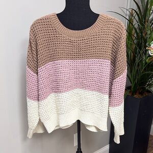 Steve Madden Multicolor Knit Sweater - Brown, Pink, and Cream